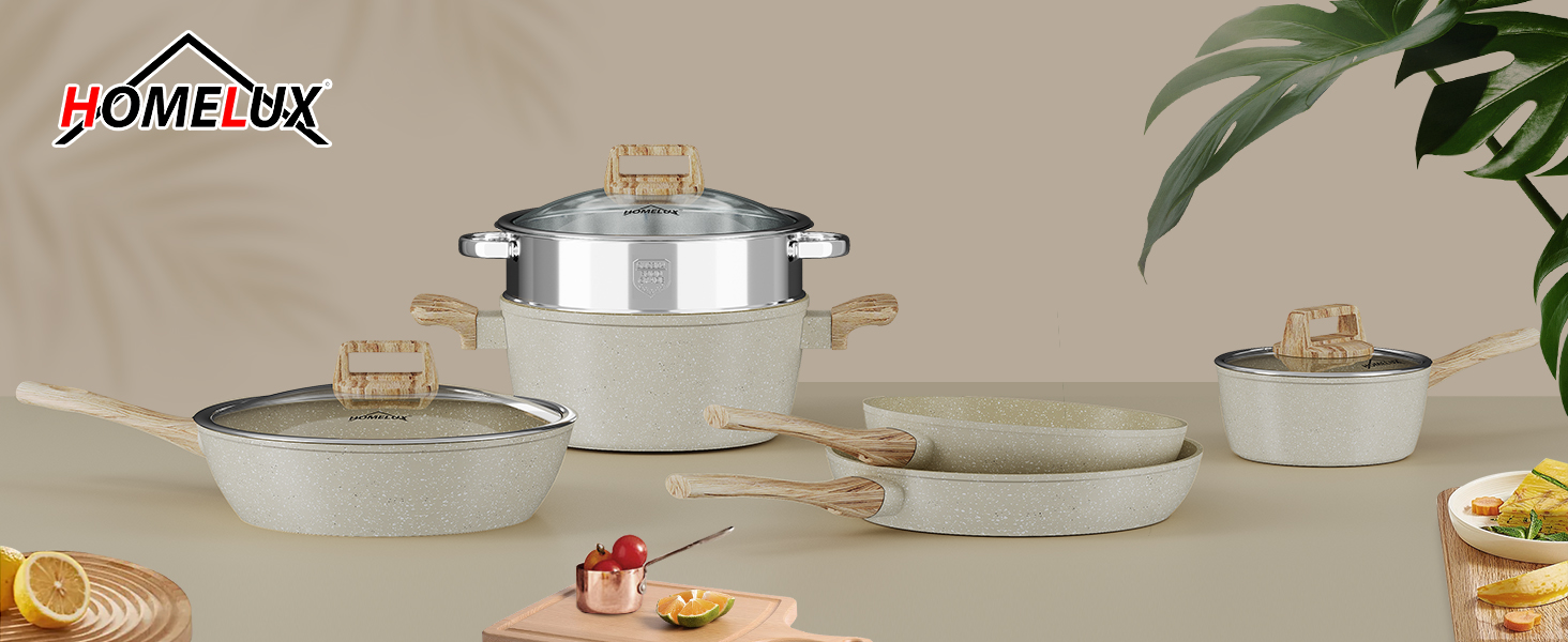 Набір посуду HOMELUX Induktion: 12 предметів, алюміній, антипригарне покриття, посуд з кришкою, без PFOA та PFOS, для індукційних плит