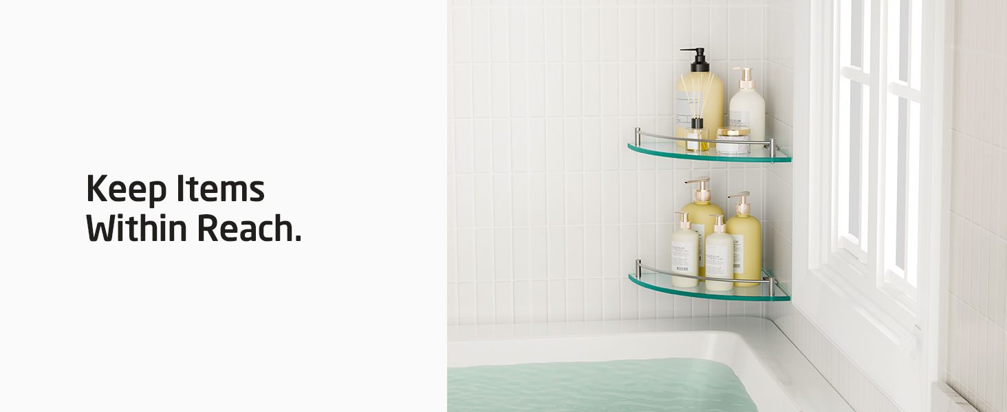 Скляна поличка для душу KES - 2 шт. з нержавіючої сталі (SUS304) для ванної кімнати