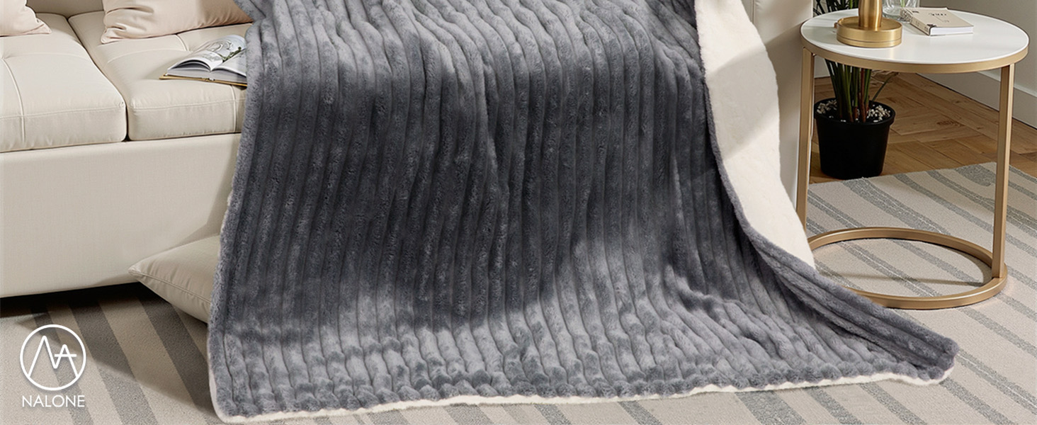 Електрична ковдра Nalome з автовимкненням 160*130 см, 9 температурних режимів, таймер 12 годин, захист від перегріву, пральна машина, фланцель, сіра