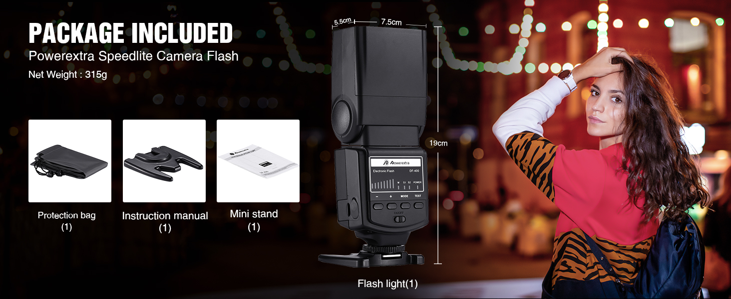 Спалах для камери PowerExtra DF-400: професійний, сумісний з Canon, Nikon, Pentax, Samsung, Fujifilm, Olympus, Panasonic, Sigma, Minolta, Leica, Ricoh, DSLR та цифровими камерами
