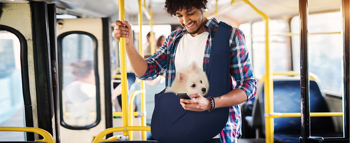 PetLoft Сумка-переноска для собак, реверсивна, регульована, крос-боді, з кріпленням для нашийника (колір: коричневий)