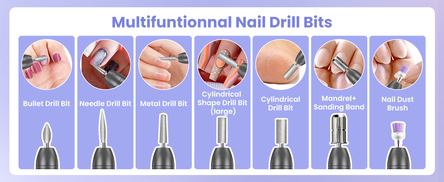 Електричний фрезер для нігтів та манікюру, набір для педикюру та манікюру, 20000 об/хв, для гелю, акрилу, шлейфу та акрилу гелю