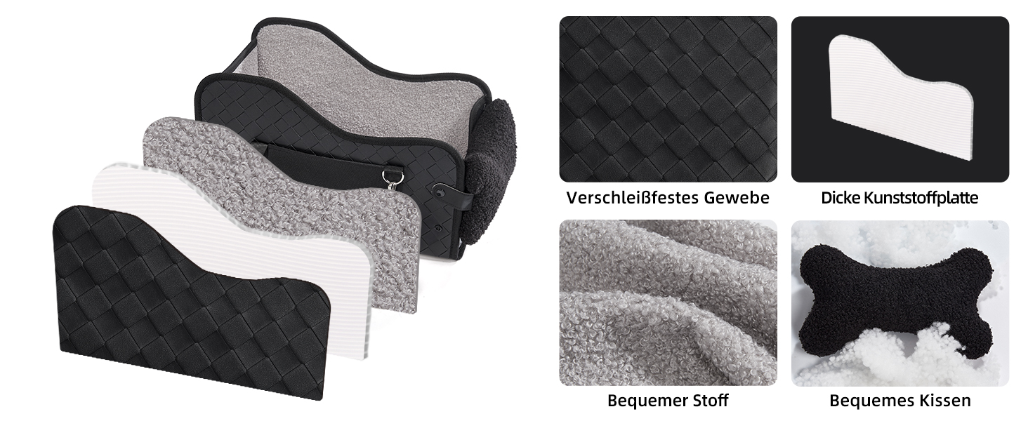 Автокрісло для собак та котів GGW | Безпечне автокрісло з подвійним кріпленням, водонепроникне, з кишенями, для малих собак та котів | Чорна шкіра