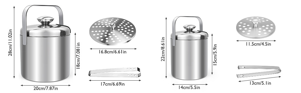 Нержавійна ваза для льоду з кришкою та лопаткою, 3.2L - Ідеально для напоїв та фруктів