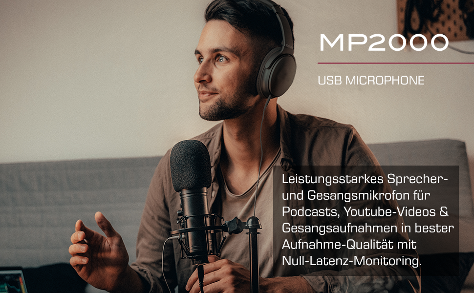 USB мікрофон DOCKIN® MP2000 для ПК, геймінгу, подкастів та стрімінгу - мікрофон з USB для запису звуку з важким штативом. Якість звуку 130dB.