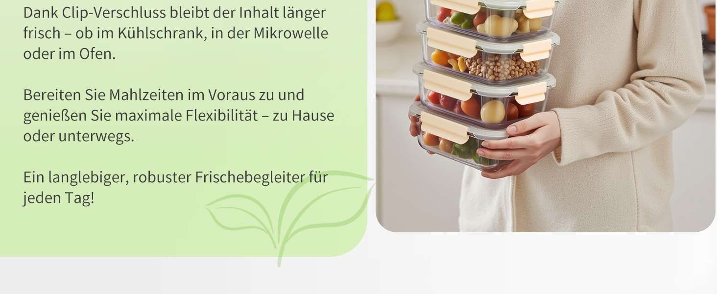 Набір контейнерів для зберігання продуктів FE1537-cremig (20 шт.): з кришкою, для холодильника, морозильника, мийки, витокостійкий, сучасний