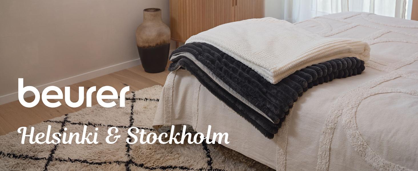 Електрична ковдра Beurer HD 75 Nordic з штучним хутром, 6 температурних режимів, автовимкнення, 180x130 см, бежево-коричнева