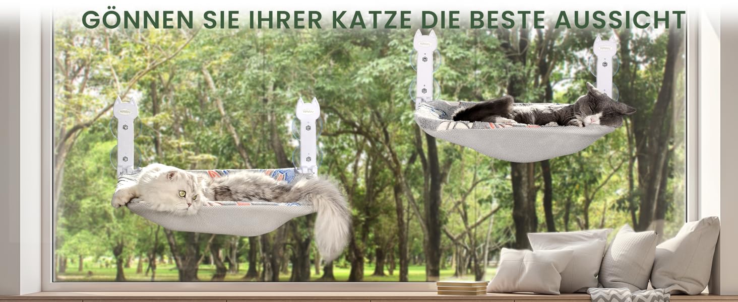 Кішка ліжко на вікно, світлодіодна килимок, складана, бездротова, до 20 кг, зручне ліжко з оглядом 360°, кішка гамак, віконце ліжко (Сірий, 1 шт.)