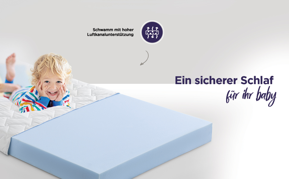 Дитячий ортопедичний матрац Gowoll Wave Baby 70x160 см з холодної піни, з антизадушливим каналом, висота 6 см, для ліжечка, дитячого ліжка, будиночка та дорожнього ліжка