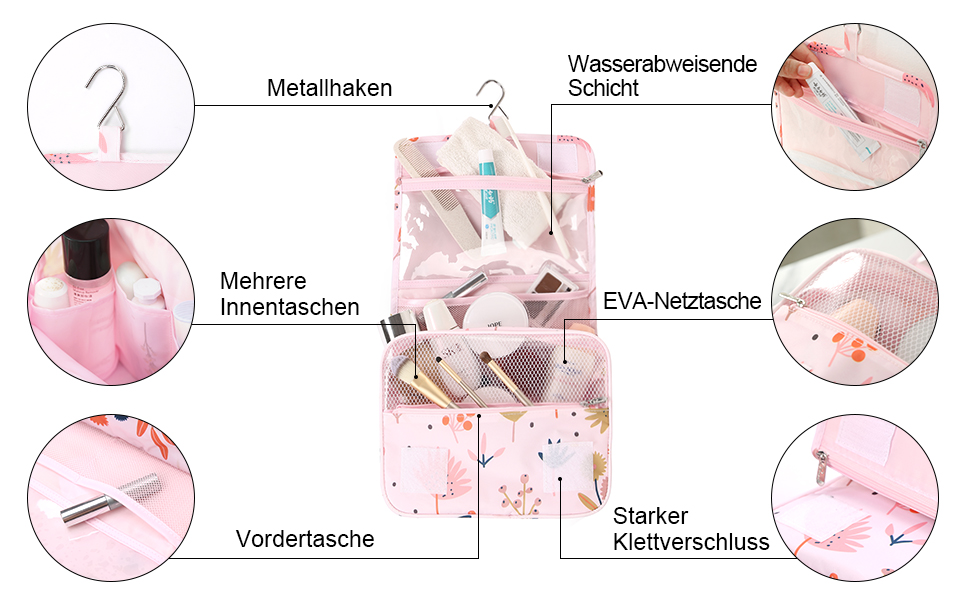 Жіноча сумочка для туалетних аксесуарів Lychii, рожева. Органайзер для подорожей, валіза та ручної поклажі