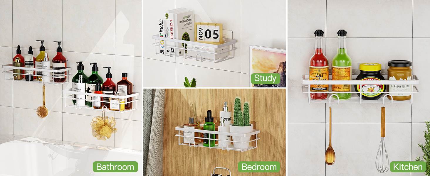 Поличка для душу Uamector без свердління - 2 шт. (білий, нержавіюча сталь)