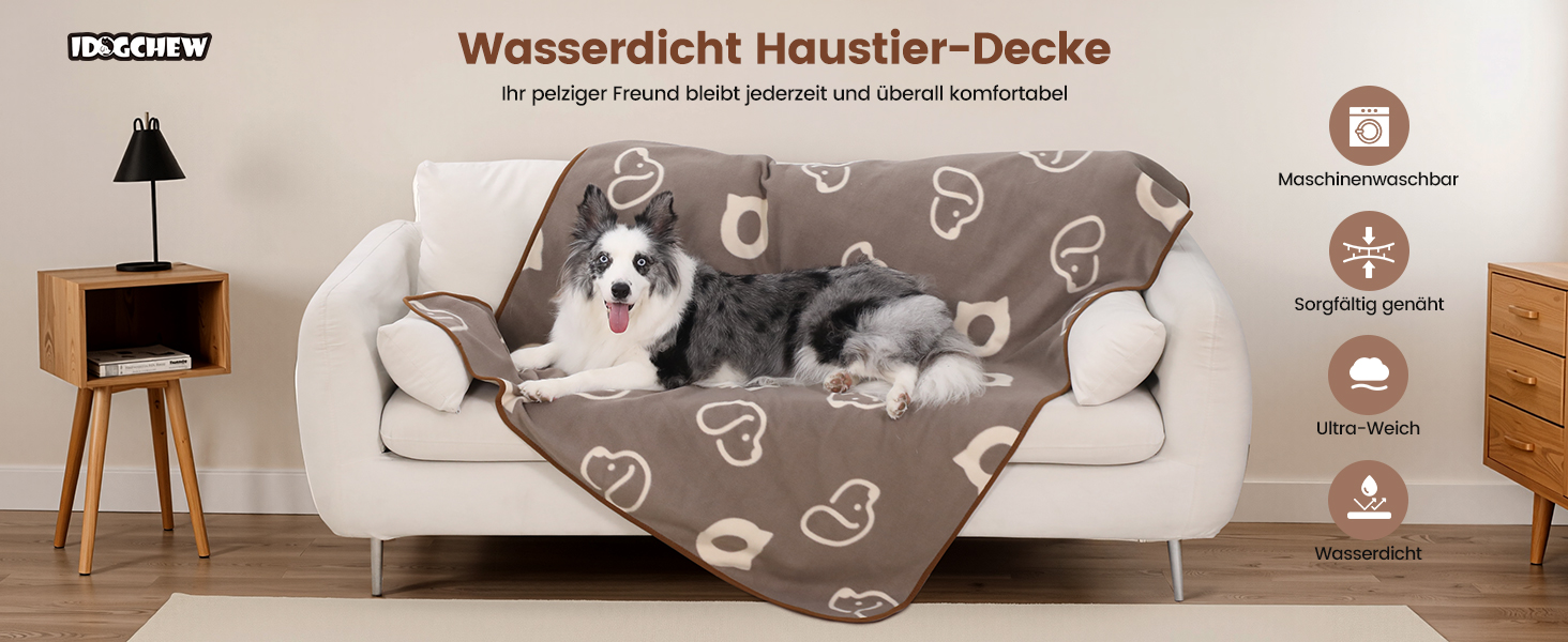 Водонепроникний килимок для собак, 152x127 см, фланель та шерпа, для середніх та великих собак, машинне прання - чорний (100x75 см, коричневий)