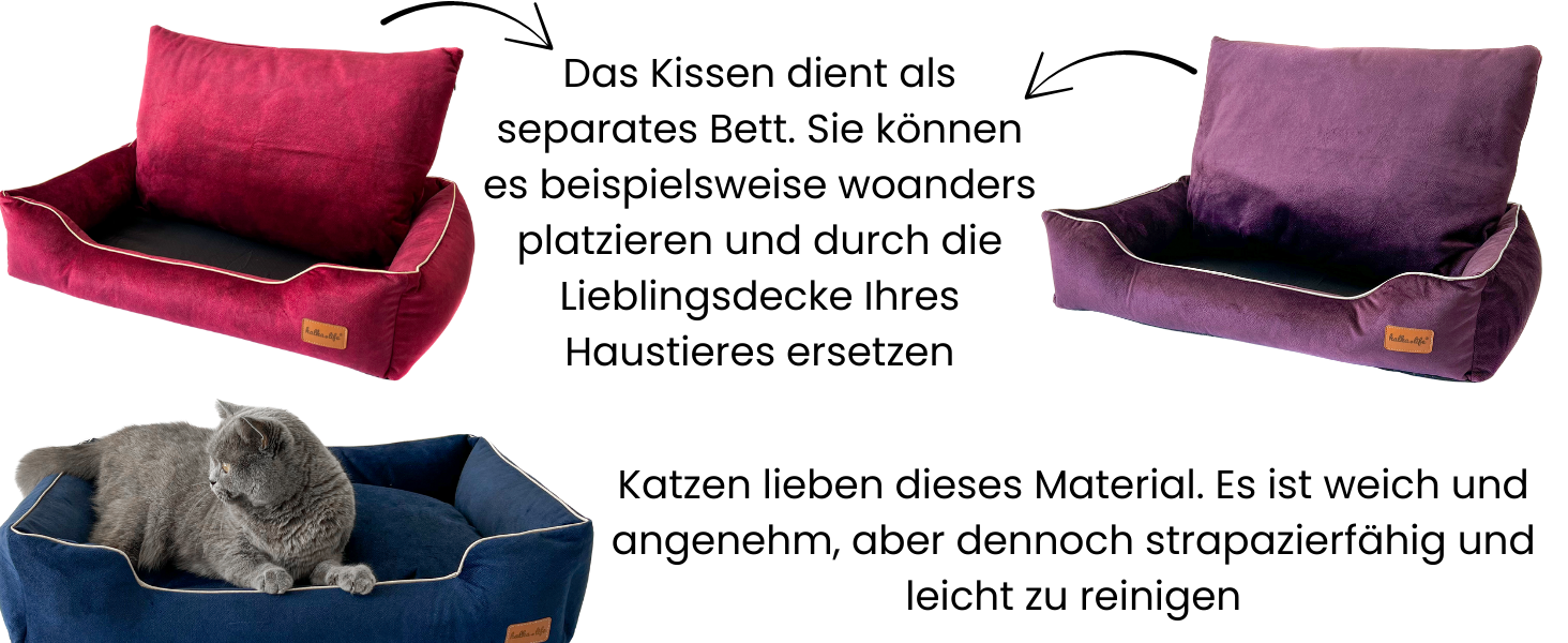 Софа для собак з велюру – знімний та пральний лежак з високими бортиками – для малих та великих собак (M (80x50x18 см), Сірий)