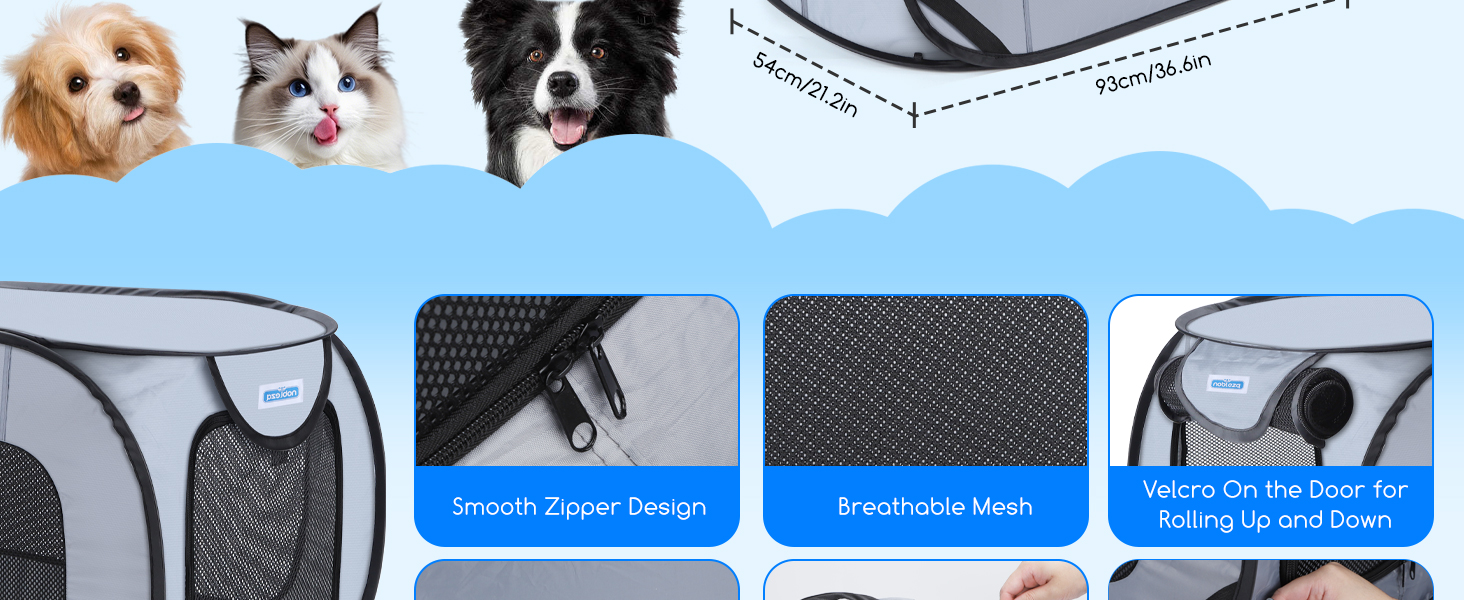Переносний вольєр для собак та котів у машину Nobleza, складаний вольєр для тварин, 93x54x54 см