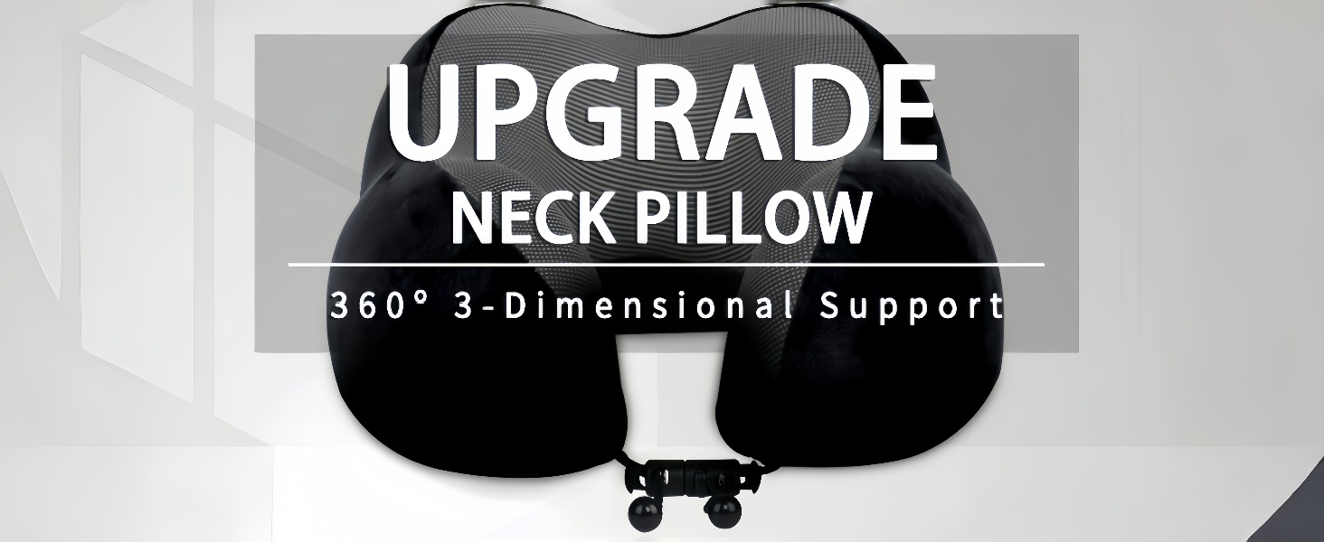 Подушка для шиї в літак, поїздки: Memory Foam, регульована, компактна, ергономічна, м'яка, дихаюча з навушниками, маскою для сну, чохлом (Чорний)