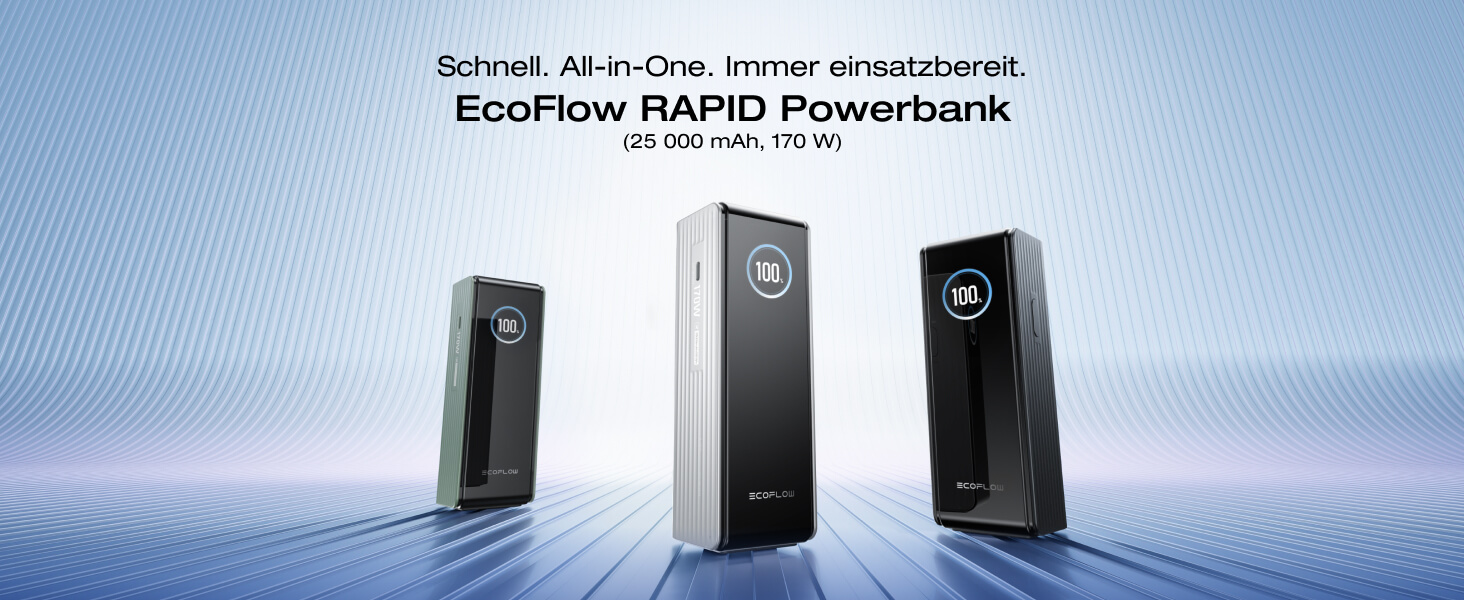 EcoFlow Power Bank 25000mAh 170W: Портативний зарядний пристрій для ноутбуків, iPhone, MacBook, Samsung, iPad, Steamdeck, Switch (Срібний)