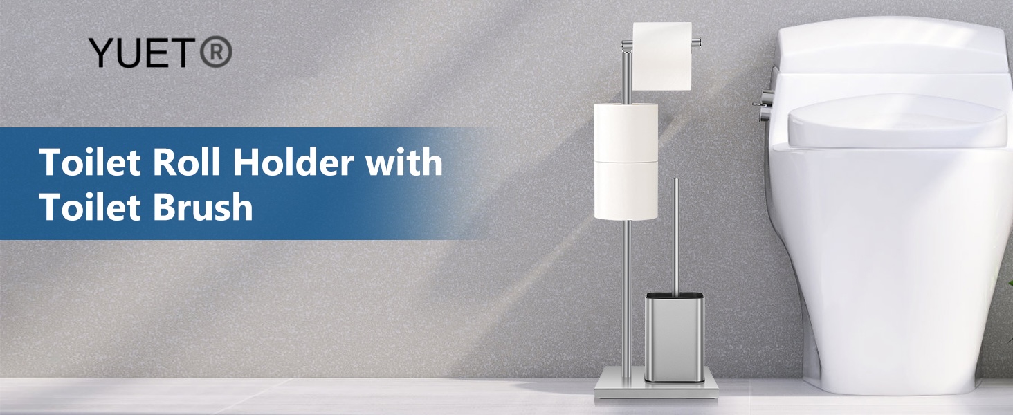 Тримач туалетного паперу з щіткою для унітазу YUET, гальванічне покриття, сріблястий