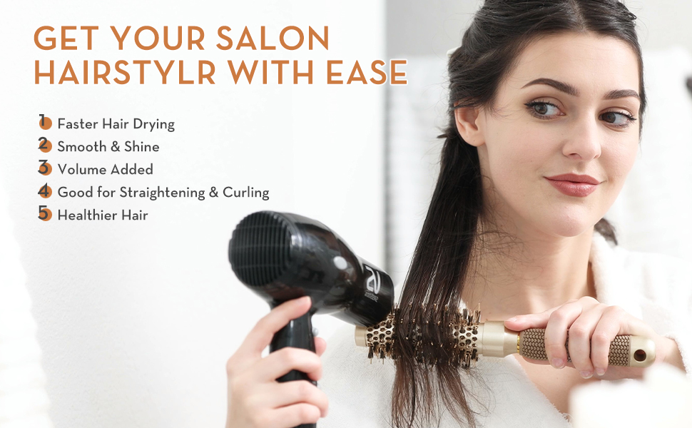 Кругла щітка для волосся AIMIKE з термокерамікою та іонізацією, з щетиною кабана для укладання, створення локонів та блиску (діаметр 2.5 см)