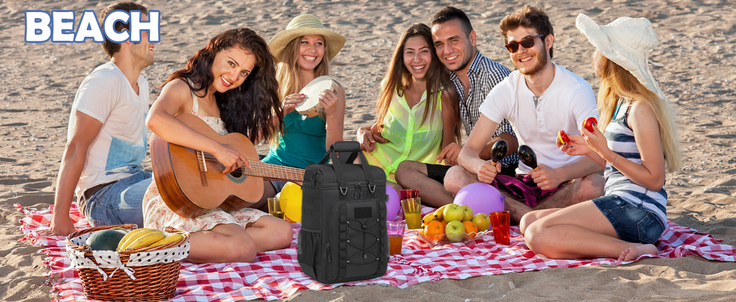 Терморюкзак для пікніка на 42 банки: чорний, тактичний, ізольований, для відпочинку на природі