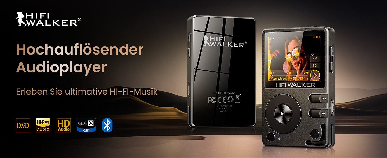 HIFI Walker H2: MP3-плеєр Hi-Res 128GB з Bluetooth 5.2, DSD DAC, підтримкою FLAC та розширенням до 512GB