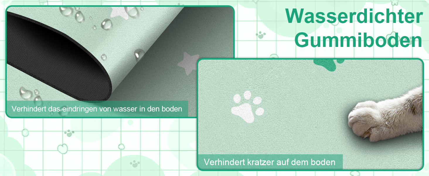 Килимок під годівницю для собак BLESWIN, 30x50 см, водопоглинаючий, антиковзний, для цуценят, зелений зірка