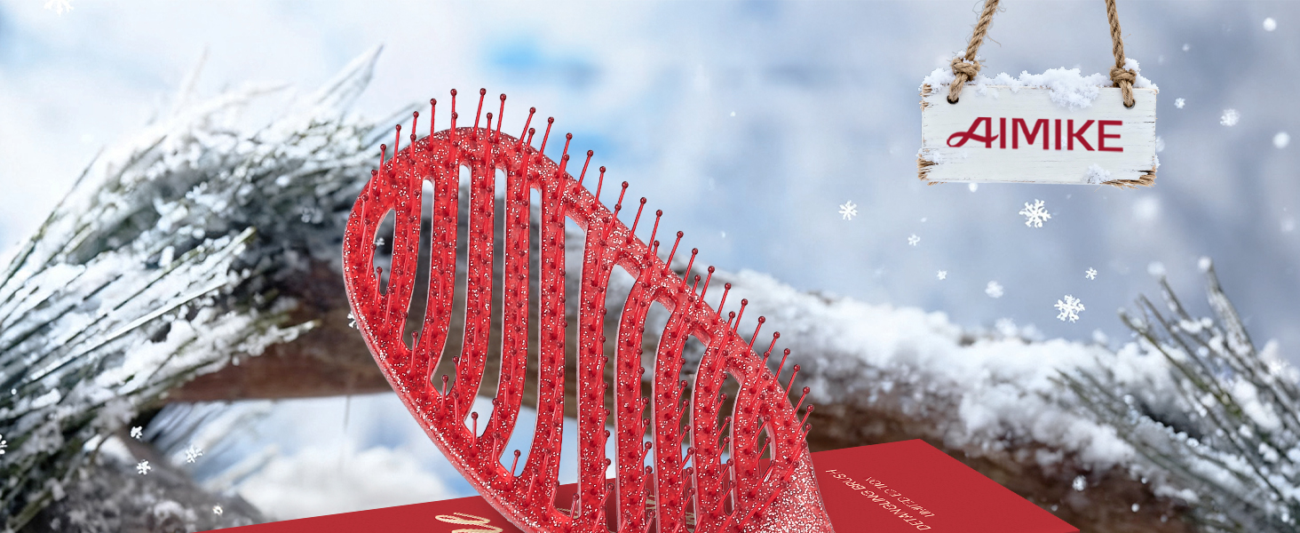 Щітка для волосся AIMIKE без пошкоджень, розпушувач з м'якими щетинками, безболісна розпушувальна щітка для жорстких вузлів, особливо ніжна до тонкого волосся, ідеальна для догляду за шкірою голови та масажу. LuxeSilk кишенькова щітка (блискуча рубінова щітка з вентиляцією)