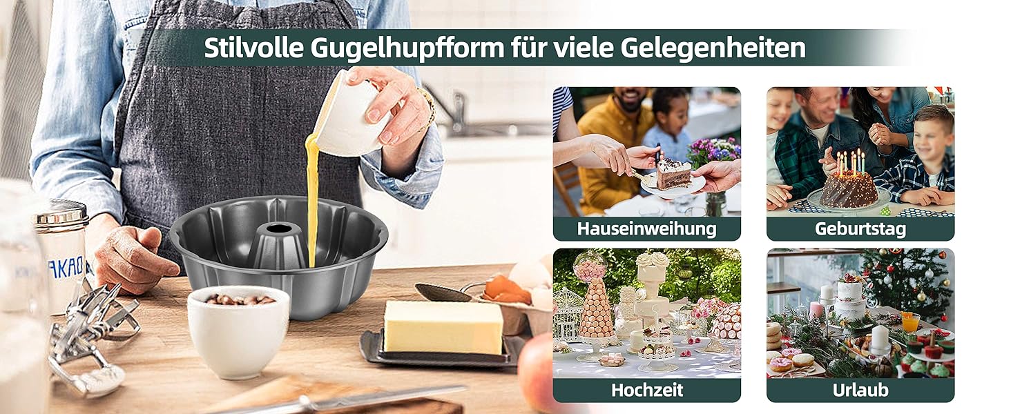 Форма для кексів Onader, нержавіюча сталь з антипригарним покриттям, 25,5 см, кругла форма для випічки кексів, хліба, здобної випічки, легко миється (сірий)