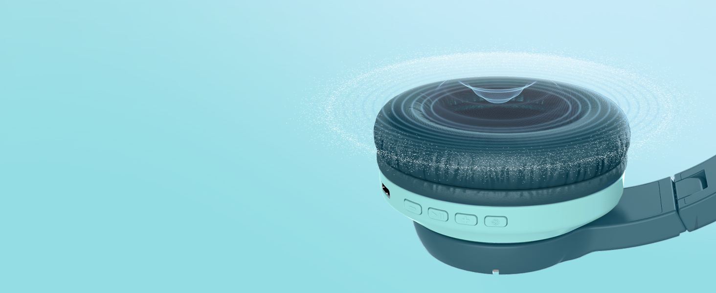 iClever навушники Bluetooth для дітей з LED-підсвіткою, Over-Ear, обмеження гучності 74/85dBA, 85 годин роботи, Bluetooth 5.2, мікрофон, BTH12, зелені