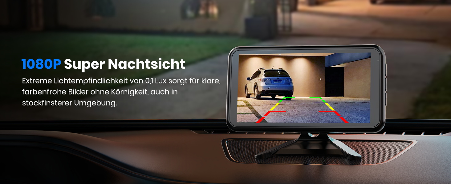 Автомобільна камера заднього виду Auto-VOX Plug & Play 4.8'' 1080P, стабільний сигнал, нічне бачення, IP69K, 3-кратний зум для вантажівок, SUV, автодомів