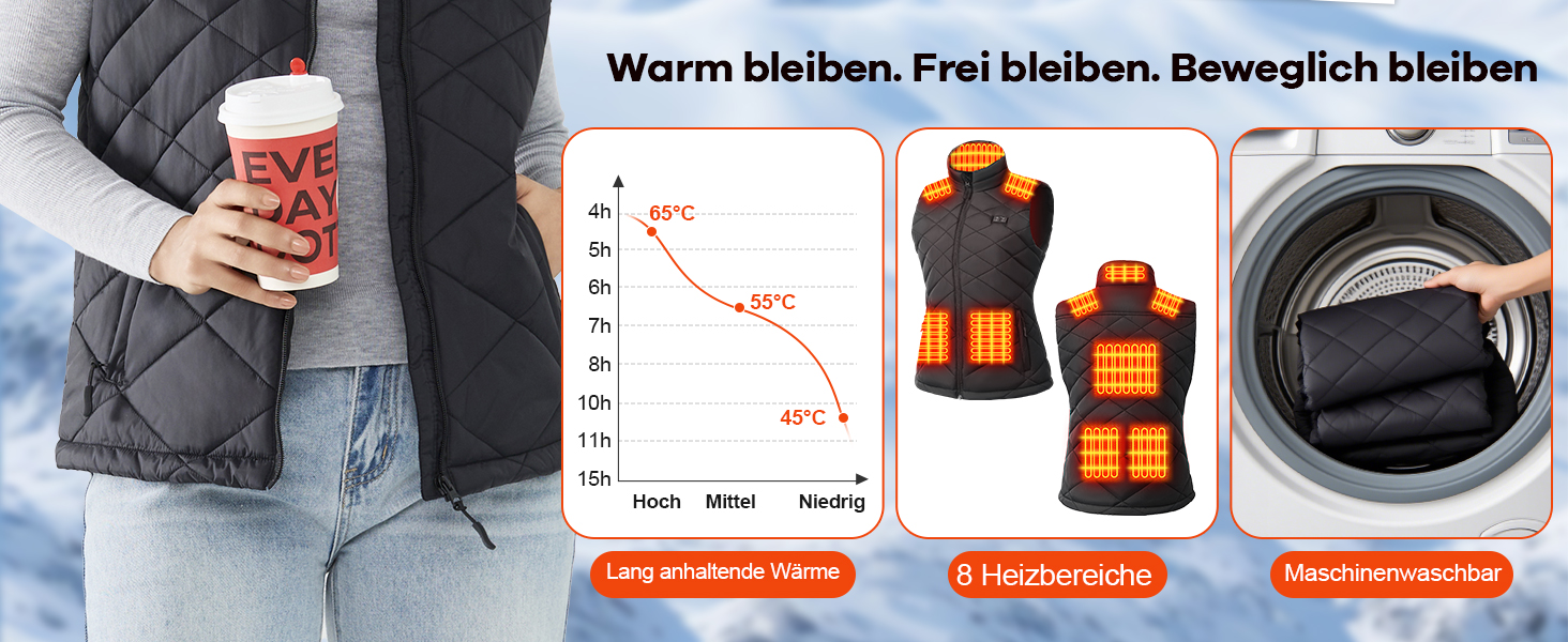 Електрична гріюча жилетка для жінок, 18400mAh, 7.4V, тепла степна жилетка на зиму, чорна (M)