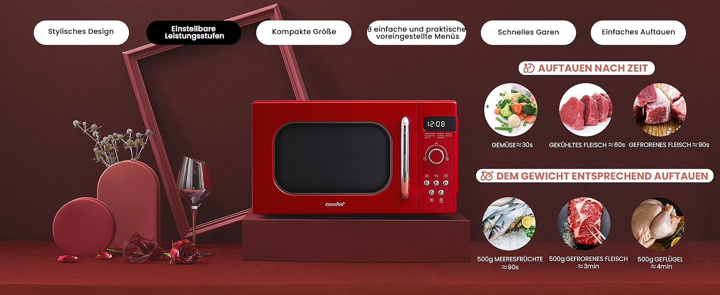 Мікрохвильова піч Comfee CMSN 20L, білий колір, механічне управління, 700W, поворотний стіл 360°