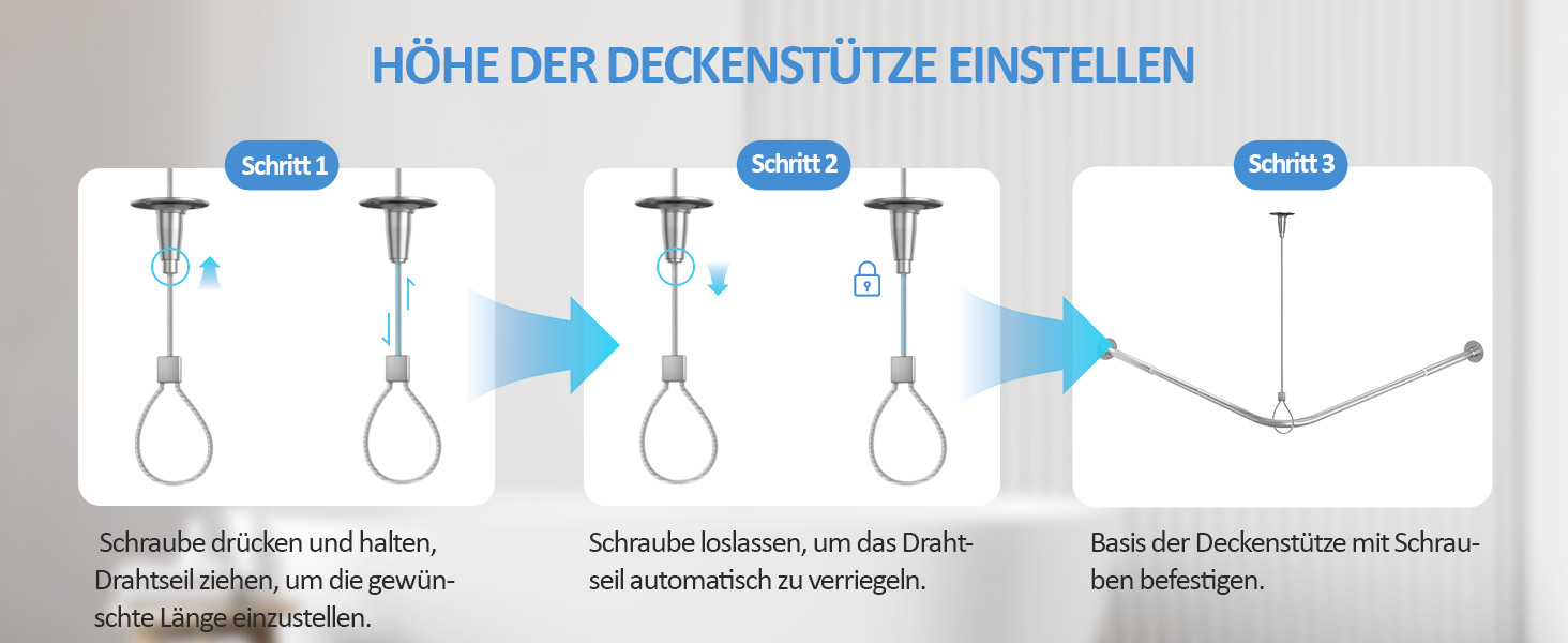 Регульована штанга для душу L-подібної форми, 60-134 см, з кріпленням для штори та підставкою для стелі, для ванни/ванної кімнати, срібна