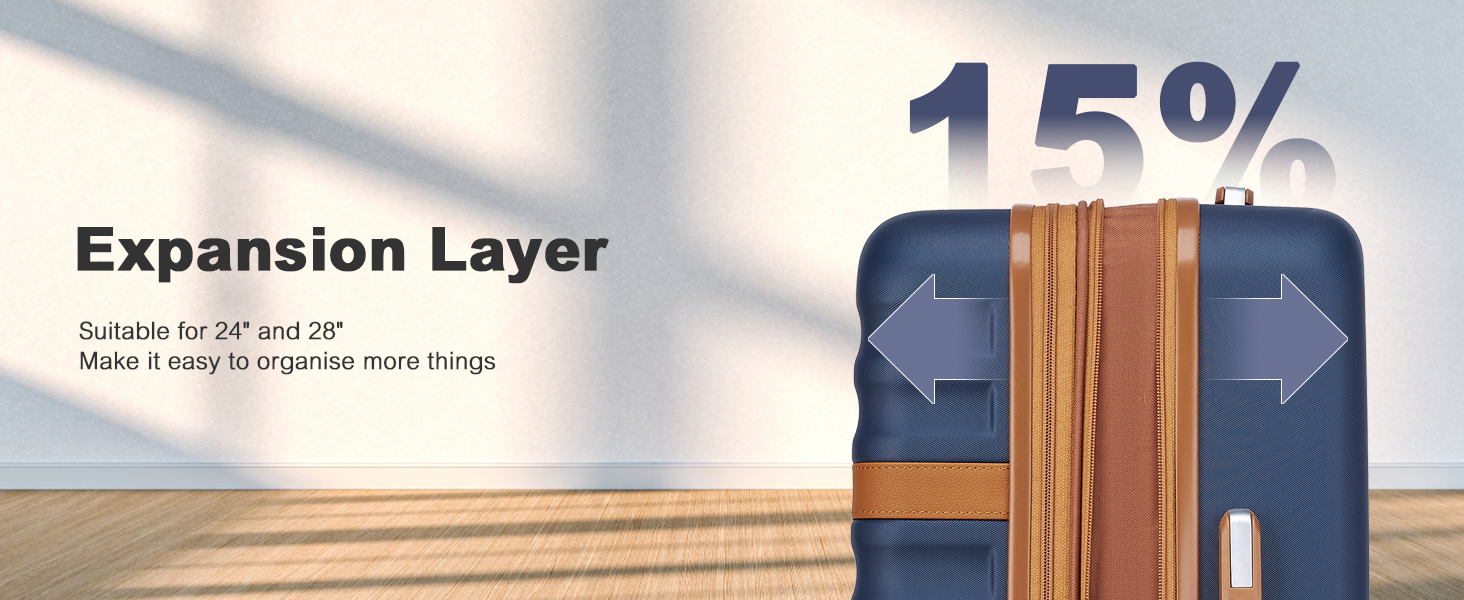 Набір валіз KONO (M, L, XL) з ABS+PC, 4 колеса, TSA-замок (кремовий/коричневий, темно-синій/коричневий)