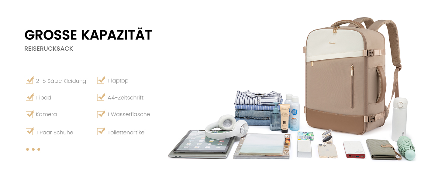 LOVEVOOK Рюкзак ручної об'єм 40L, 45x33x20cm: Рюкзак для подорожей та бізнесу, розширюваний, ручна поклажа, чорний