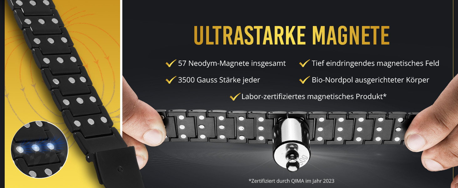 Браслет-магнітотерапія MagnetRX® Titan для чоловіків з трійною силою – титановий магнітний браслет – регульований браслет для чоловіків – магнітний браслет для чоловіків з високоякісною застібкою (чорний)