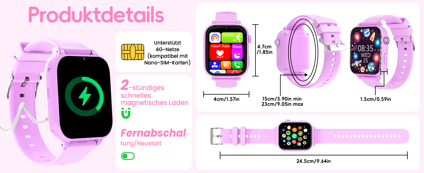 Смарт-годинник Kinder: GPS, Wi-Fi, SOS, дзвінки, ігри, для дітей 4-12 років, чорний