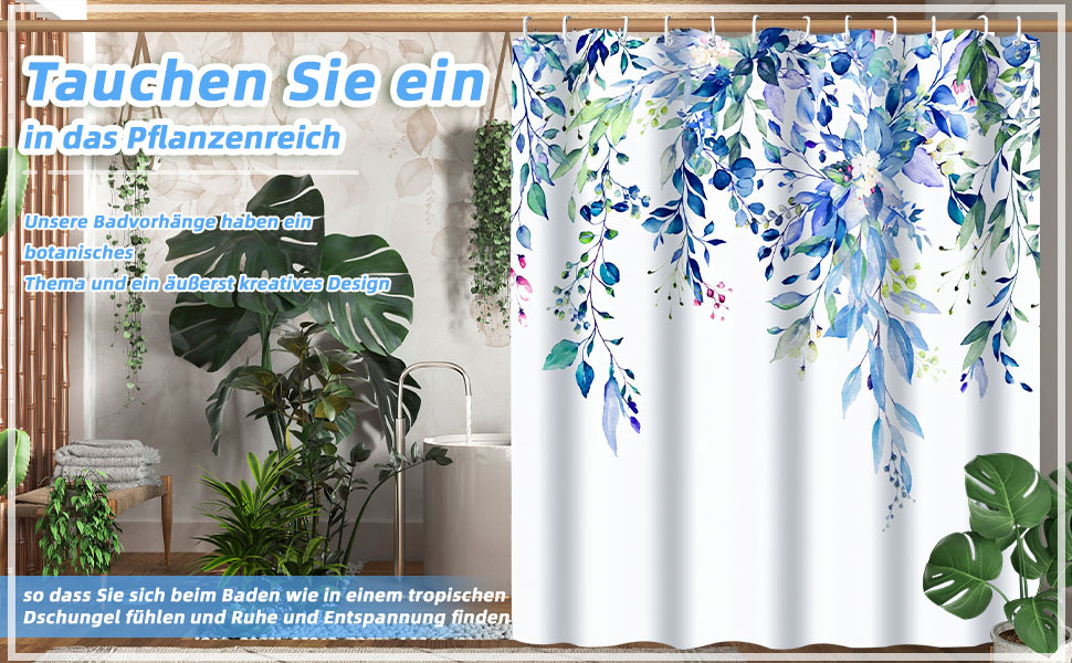 Шторка для душу текстильна з 12 гачками, водонепроникна, антигрибкова, зелена, 180x200 см