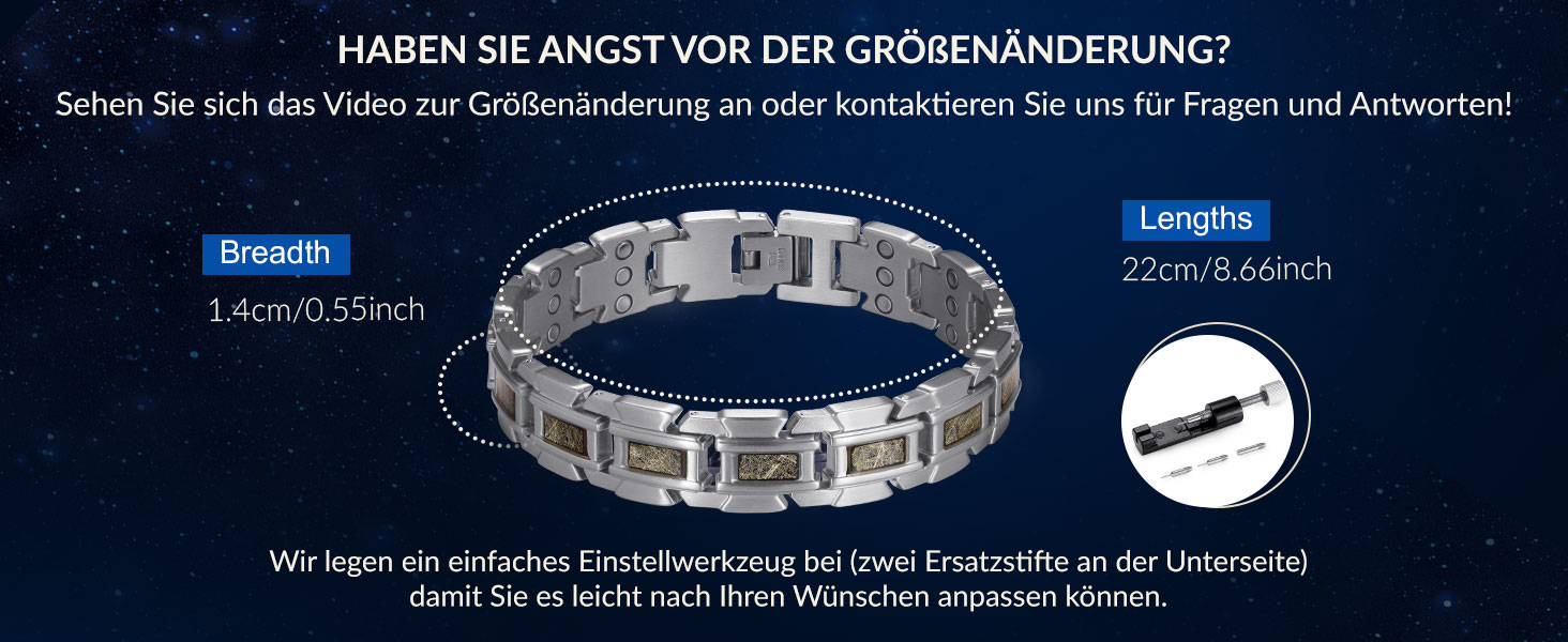 Чоловічий магнітний браслет RainSo зі скорпіоном, трирядний, з нержавіючої сталі, з інструментом для зняття ланок та подарунковою коробкою (сріблястий та шампань)