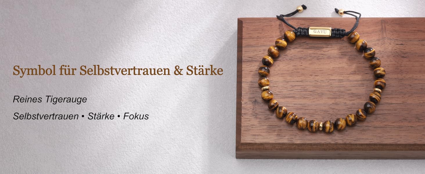 Браслет чоловічий з перлів тигрового ока GAVU 6 мм, намисто з мохового агату для чоловіків