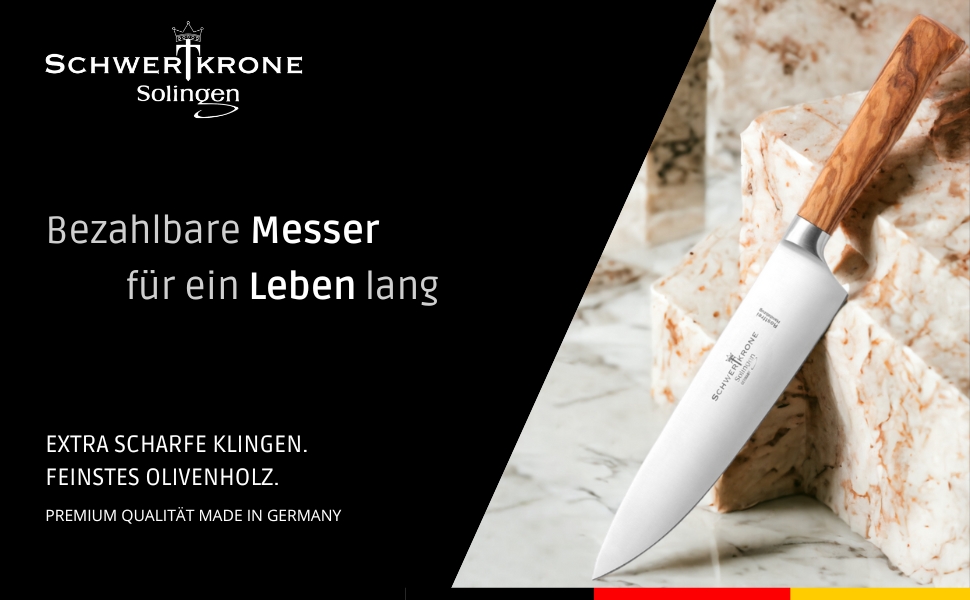 Ніж кухарський Schwertkrone Chefmesser з ручкою з горіхового дерева, 15 см, Made in Germany