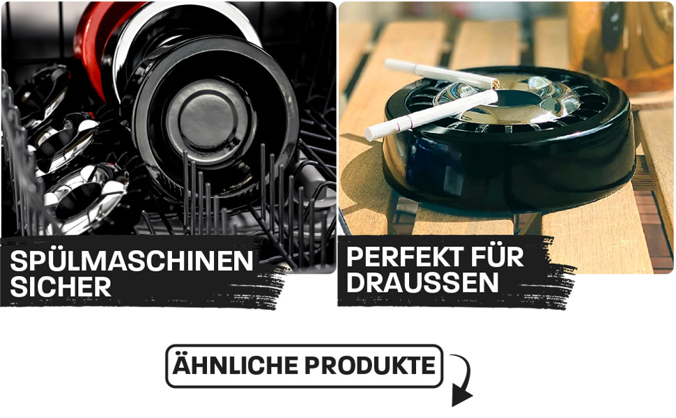Переносний попільничка Praknu 3 Gluttöter для вулиці та дому: чорний, вітрозахисний, миється в посудомийній машині, стійкий до погодних умов