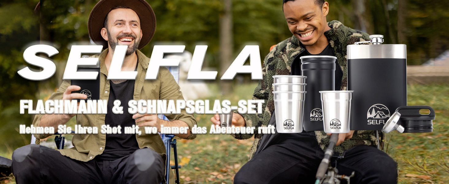 Набір стаканів з нержавіючої сталі SELFLA – стакани та пляшка для кемпінгу, подорожей, альпінізму та пригод – легкі, міцні, легко миються