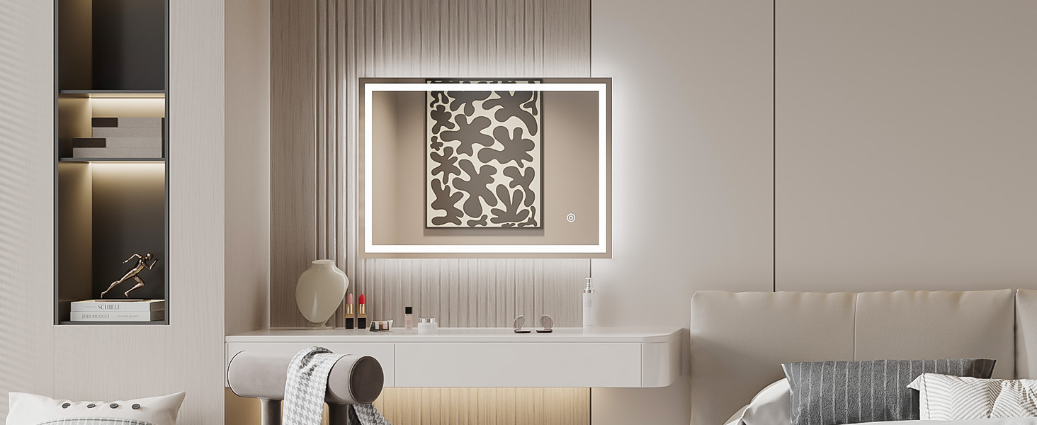 Дзеркало для ванної кімнати з підсвічуванням LED, 50x70 см, сенсорне керування, протитуманне покриття, 6400K, енергозберігаюче