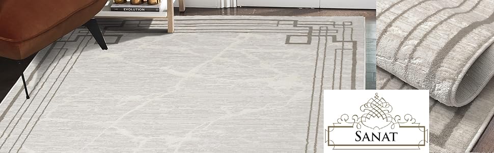 Килимок для вітальні SANAT Harmony - короткий ворс, 120x160 см, світло-сірий, сертифікат Öko-Tex 100, підходить для вітальні, передпокою, їдальні, спальні, кухні та дитячої кімнати