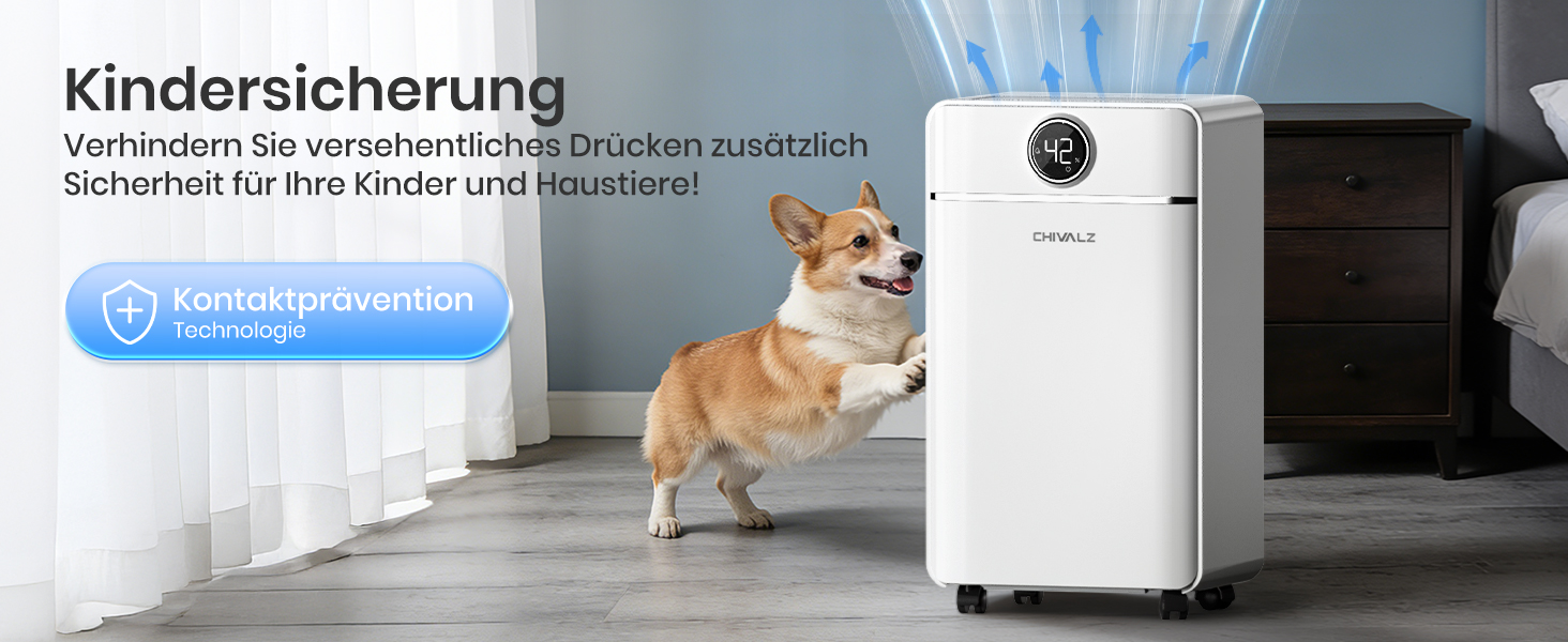 Електричний осушувач повітря CHIVALZ для автомобіля та приміщень до 30 м²/120 м³, 3 режими роботи, таймер 24 год, автоматичне розморожування, енергозбереження, білий