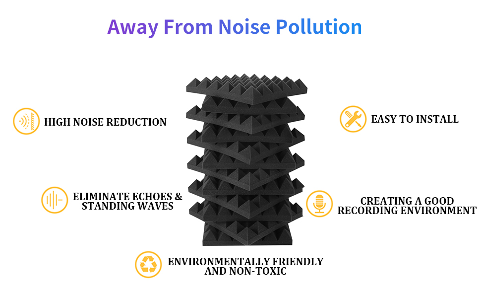 Акустичний поролон для шумоізоляції стін, панелі зі звукопоглинаючого пінопласту високої щільності для студії запису, офісу та танцювального залу, 30x30x5 см, 12 шт.