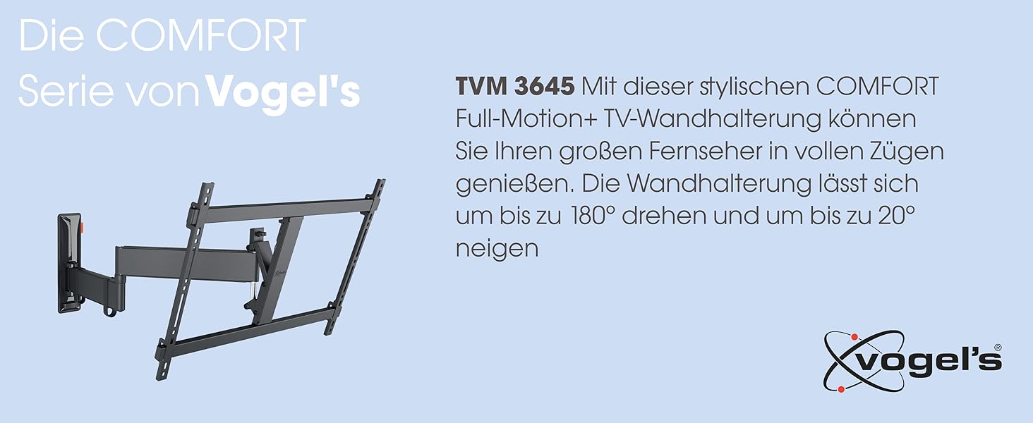 Настінне кріплення для телевізора Vogel's Comfort TVM 3645, 40-77", до 35 кг, поворотне до 180°, VESA 600x400, чорний