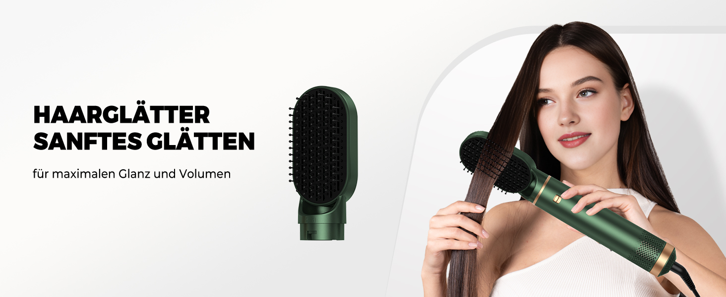 OKWRAP Haarstyler 5-в-1: Airbrush, фен, локони, випрямлення, об'єм - набір для волосся (зелений)