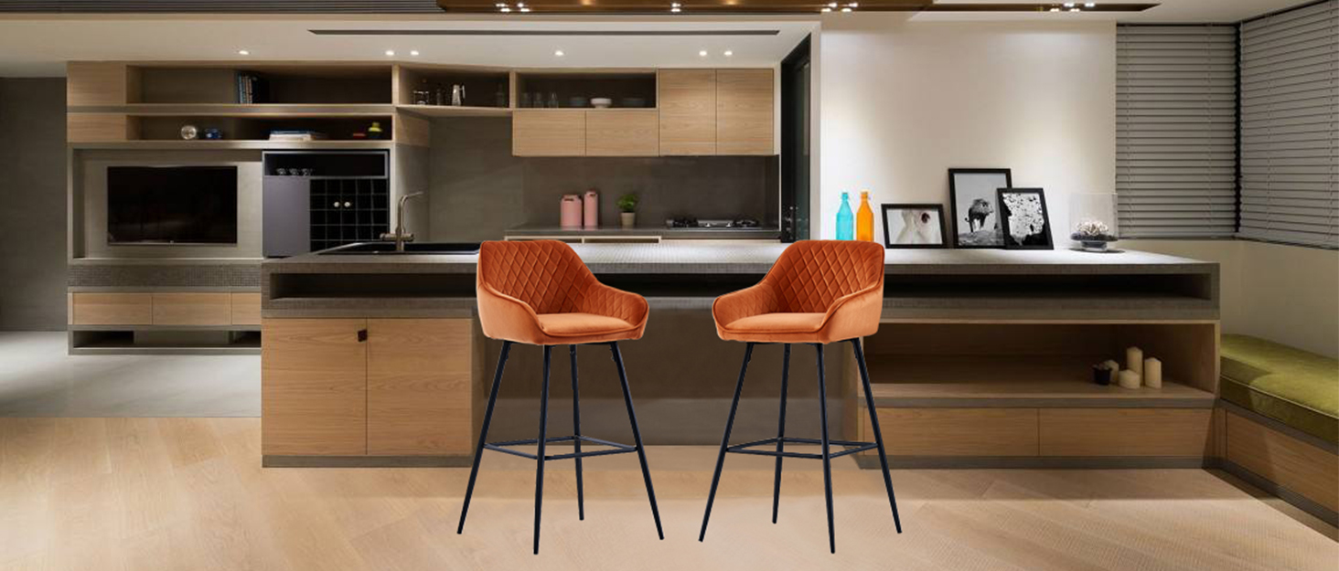 JYMTOM Adjustable Bar Stools Set - Velvet Padded Swivel Counter Stools for Bar, Kitchen, Bistro, Cafe & Dining Room (Set of 4, Grey)
