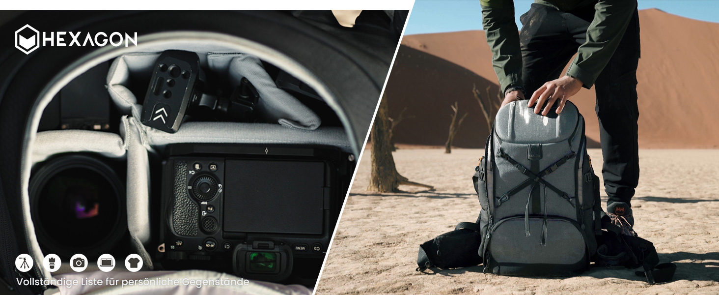 Рюкзак для камери Tarion HX-XL, 2-в-1, чорний, сірий, водонепроникний, з відділенням для ноутбука 15,6 дюймів